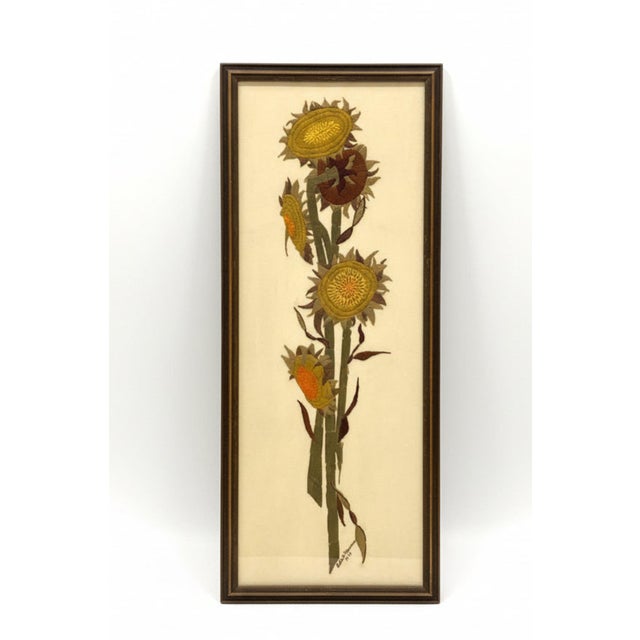 Vintage crewel embroidery of sunflowers, design by Paragon Needlecraft (in collaboration with Good Housekeeping magazine)...