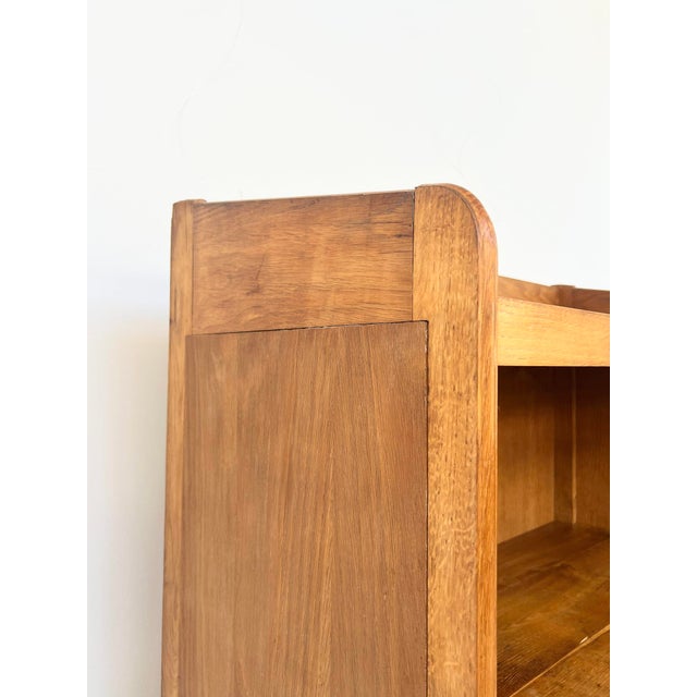 Brown Vintage Oak Bookcase with Brass Drawers, 1950s For Sale - Image 8 of 17