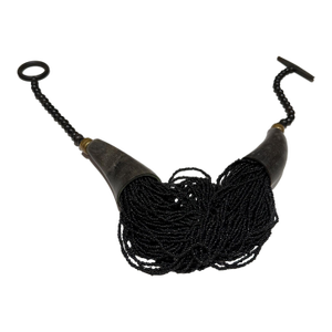 Multi-Strand Black Bead Necklace Tribal Boho Style Toy