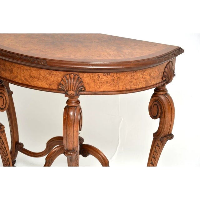 Antique Burr Walnut Console Table from Maple and Co, 1890s For Sale - Image 10 of 13