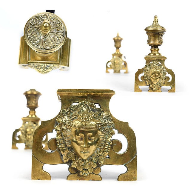 Gilt Bronze Andirons, 1930s, Set of 2 For Sale - Image 3 of 4
