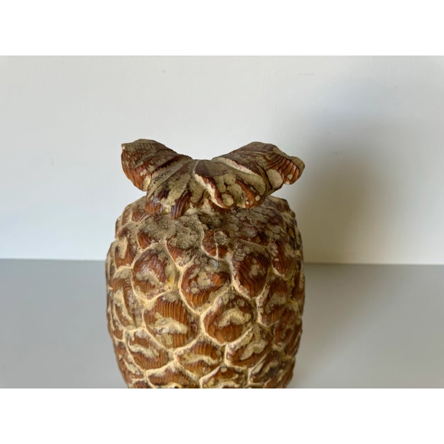 Vintage Sarreid Ltd Carved Wood Pineapple Sculpture For Sale - Image 4 of 11
