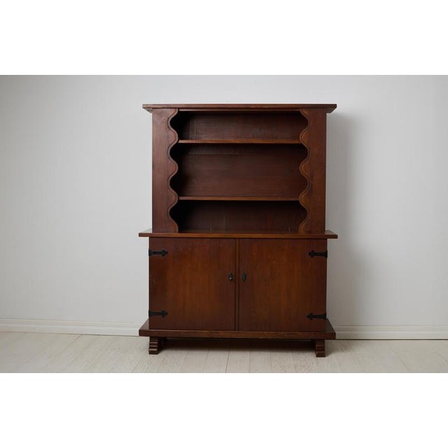 Swedish Modern Stained Pine Cabinet attributed to Otto Dahlin for Åby Möbelfabrik, 1940s For Sale - Image 3 of 11