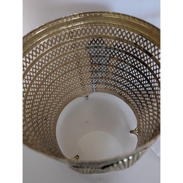Hollywood Regency Gold Metal Filigree Wastebasket Sea Shell Feet For Sale In Cleveland - Image 6 of 10