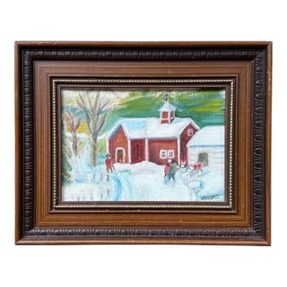 Vintage Framed Winter Landscape by Mary Chaffin 1980 For Sale