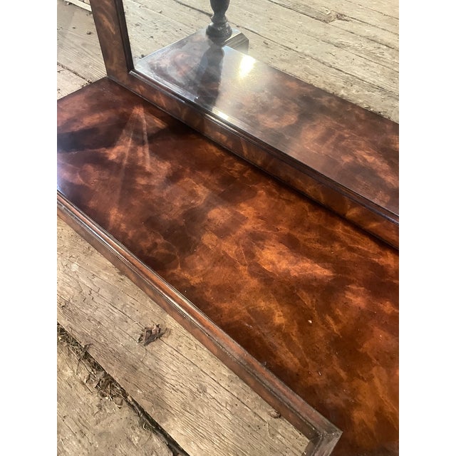 Figured Walnut Console Table With Mirrored Back For Sale - Image 9 of 18