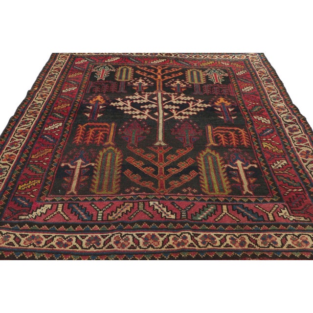 Early 20th Century Antique Persian Shiraz Tree of Life Rug, 4'00 X 5'00 For Sale - Image 4 of 9