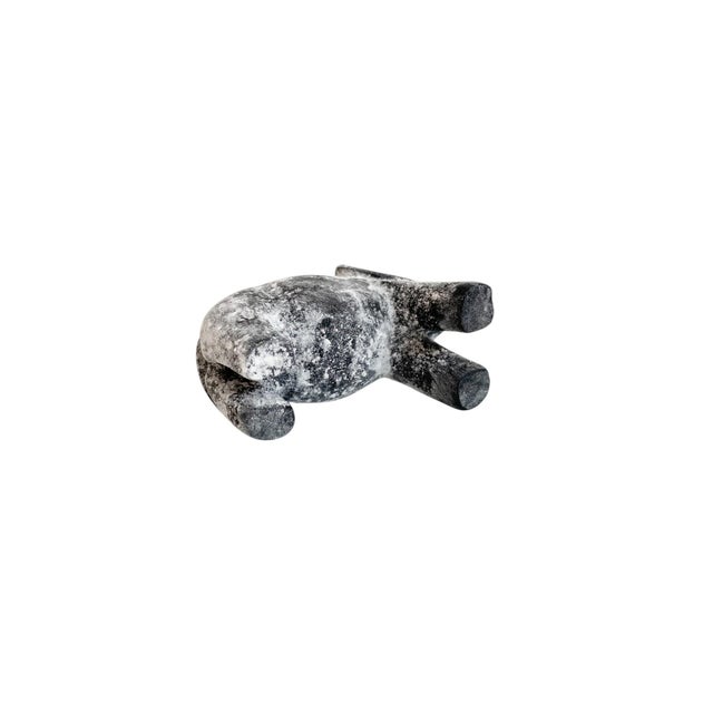 1990s Chalk Painted Black Stone Elephant Figurine Trunk Up Good Luck ...