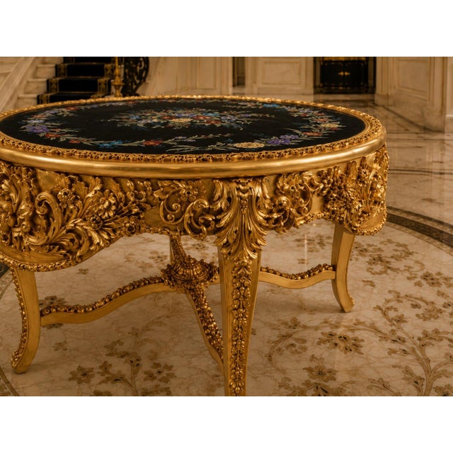Late 20c Italian Artisan Baroque Gold Beech Center Table For Sale - Image 6 of 9