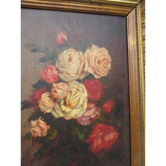 Matching pair of Rose bouquets by Louis Darey, France ( 1863-1914). Lavish arrangement of cabbage roses in a color array...