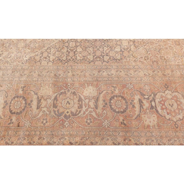 Textile Fine Antique Persian Tabriz Brown Handmade Wool Carpet For Sale - Image 7 of 9
