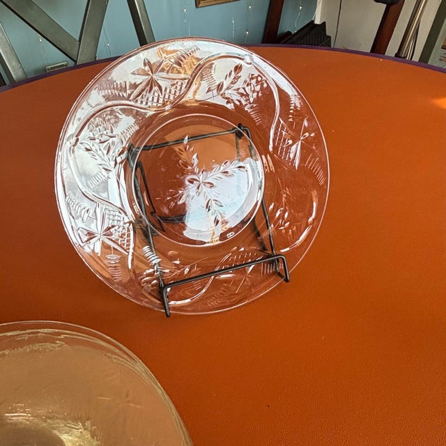 Set of 8, Etched Crystal Luncheon Plates Pattern 2011-1 by Rock Sharpe Circa 1937 For Sale In Los Angeles - Image 6 of 7