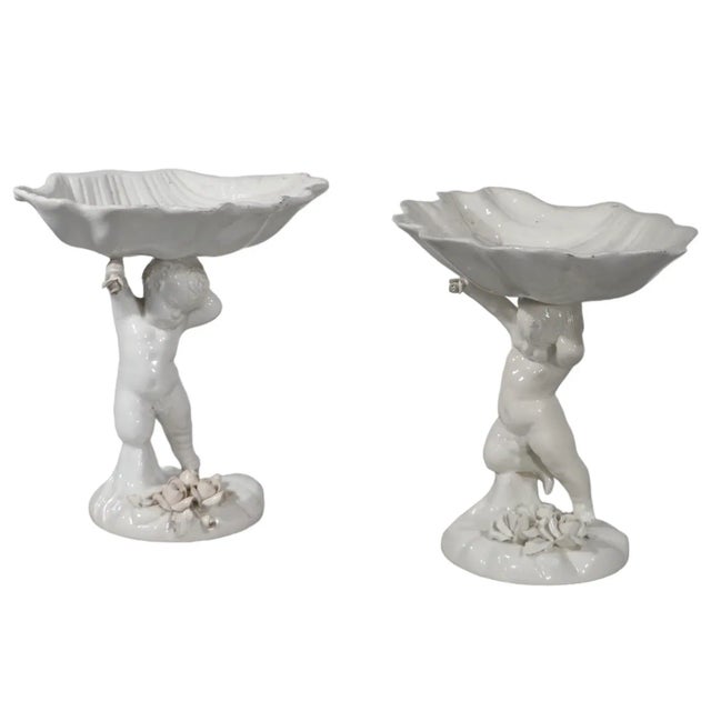 Pr. Ceramic Cupid Form Compotes Made in Italy For Sale - Image 9 of 12