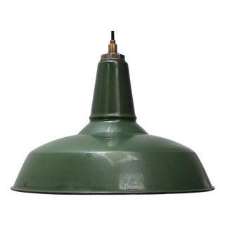 Vintage Industrial Green Enamel Pendant Light from Benjamin Electric Manufacturing Company For Sale
