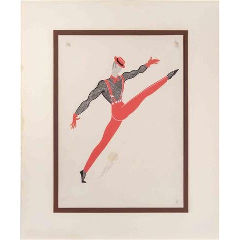 Contemporary Erté, The Dancer Tempera Painting, 1970s, Mixed Media For Sale - Image 3 of 3