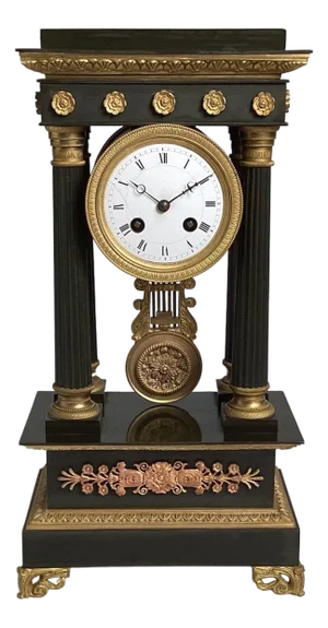 Elegant Patinated and Gilt Bronze Portico Clock Circa 1875