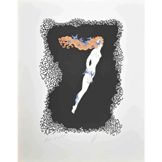 Modern Erté, Le 7, Lithograph, 1968 For Sale - Image 3 of 3