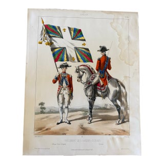 Antique French Hand-Colored Military Lithograph “Régiment Des Gardes-Suisses” After Alfred De Marbot For Sale