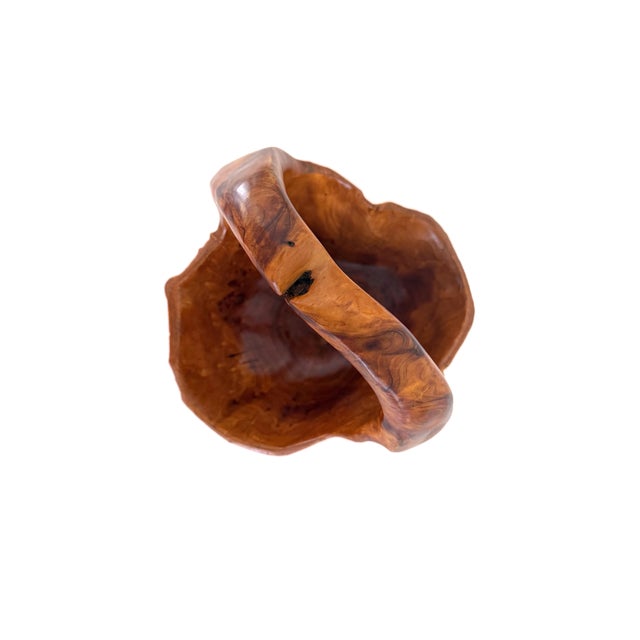 Hand Carved Solid Burl Wood Root Basket For Sale - Image 11 of 12