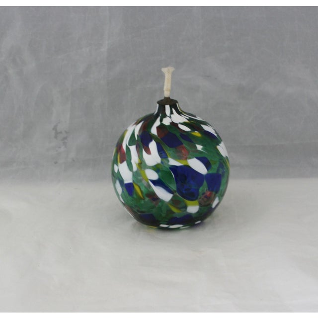 1980s Unused Vintage Jozefina Krosno Confetti Swirl Hand Blown Glass Oil Lamp For Sale - Image 5 of 10