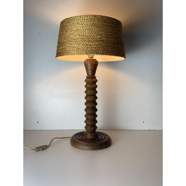 Modern Modern French Turned Wood Table Lamp by Charles Dudouyt, 1930s For Sale - Image 3 of 17