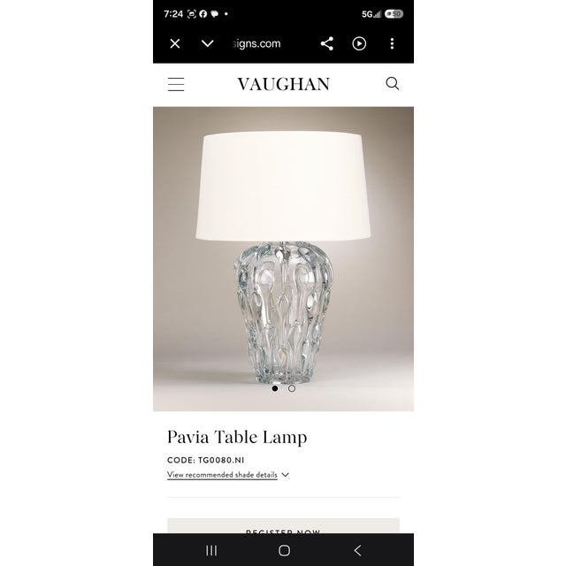 Glass Pair of Vaughan "Pavia" Hand-Blown Crystal Glass Table Lamps, Model tg0080.ni For Sale - Image 7 of 10