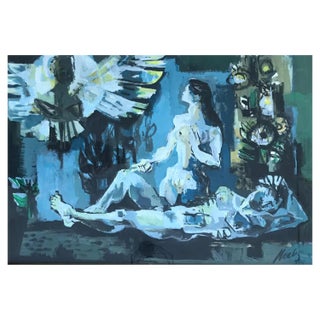 Franck Chabry, The Couple, Oil on Canvas For Sale