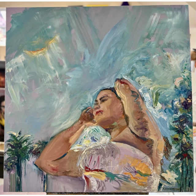 2020s 'Hello Sunshine', Original Oil Painting, Wood Framed, Beachy Arts For Sale - Image 5 of 12