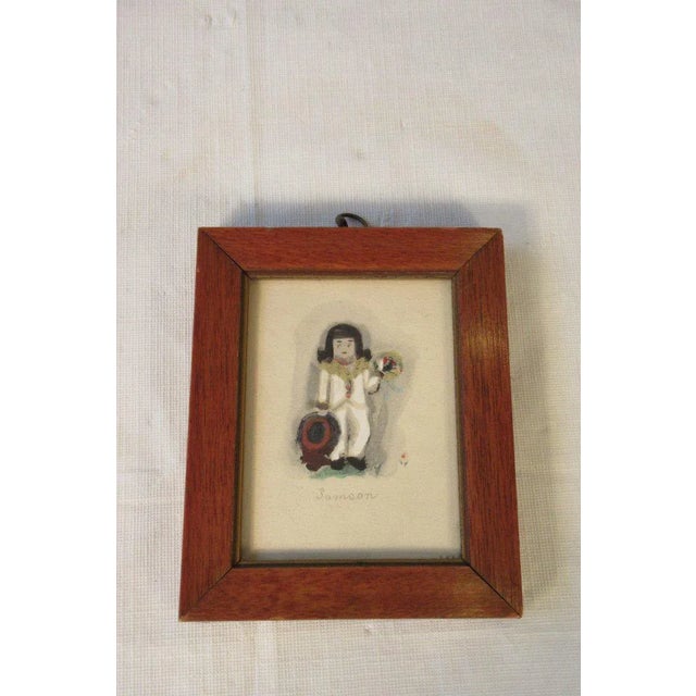 Red 4 Small Water Colors of 19th Century Children For Sale - Image 8 of 13