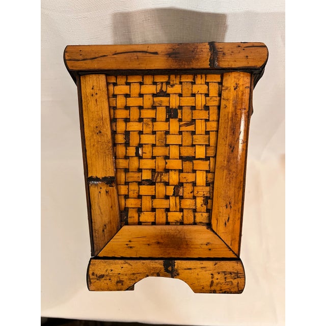 Vintage Burnt Bamboo Planter Decor For Sale - Image 4 of 8