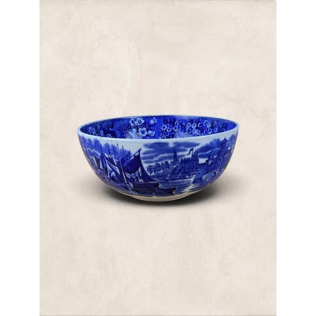 Antique English W. H. Grindley Ferrara Blue & White Transferware Serving Bowl, Circa 1900 For Sale - Image 4 of 7