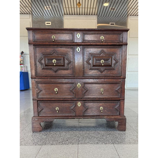 English Antique William & Mary English Black Oak Chest of Drawers For Sale - Image 3 of 18