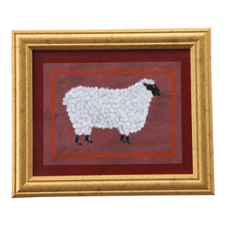 Sheep Black Face Americana Folk Art Minimalism Mauve White Burgundy Original Painting by Cleo Plowden For Sale