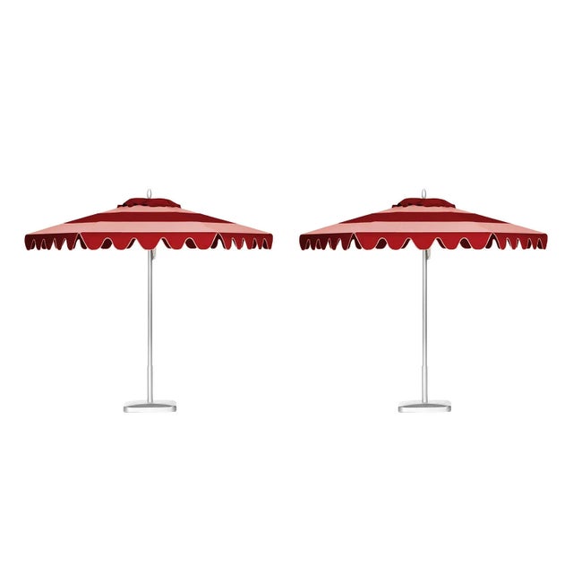 Contemporary St. Tropez 9' Patio Umbrella, Pink & Red, Set of 2 For Sale - Image 3 of 3