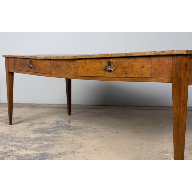 Early 19th Century French Provincial Fruitwood Farmhouse Table With Two Drawers For Sale - Image 12 of 18