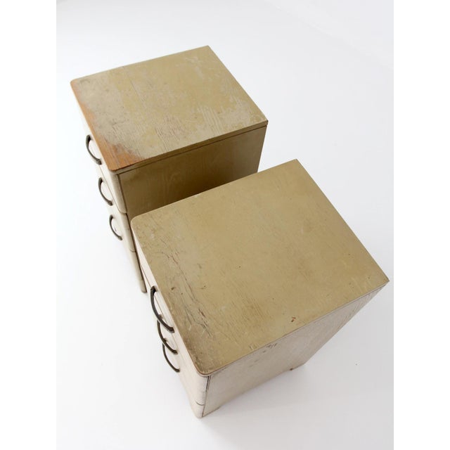 Cream Mid-Century 3 Drawer End Tables Pair For Sale - Image 8 of 15