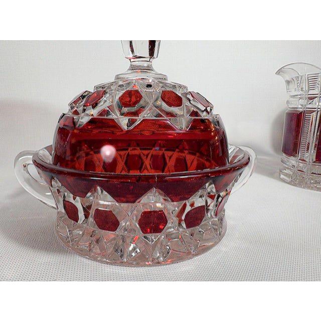Glass Early American Ruby Glassware Set - 6 Pieces (Thompson Glass Co.) (Duncan & Miller Glass Co.) For Sale - Image 7 of 8