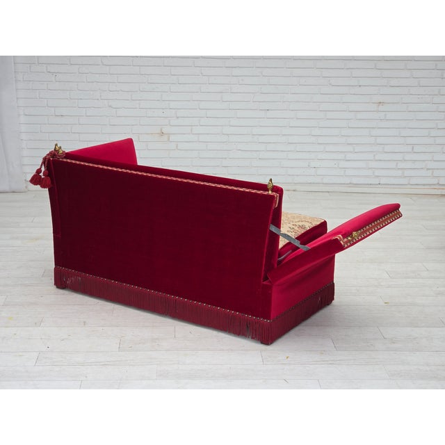 Red Spanish Sofa in Velour with Ash Legs, Denmark, 1970s For Sale - Image 8 of 18