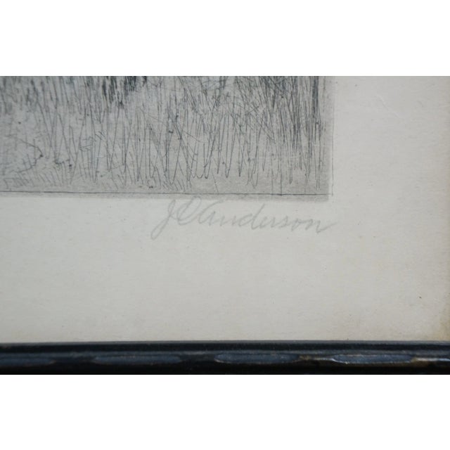 Antique John Octavius Anderson Signed Riverscape With Dock Etching 28" For Sale - Image 9 of 12