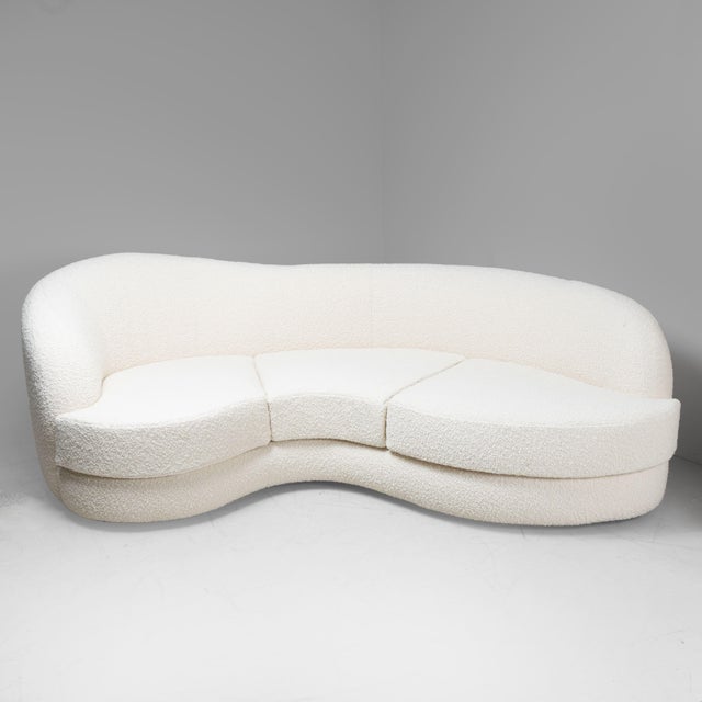 White Bean Buckle Sofa, 1960s For Sale - Image 3 of 13