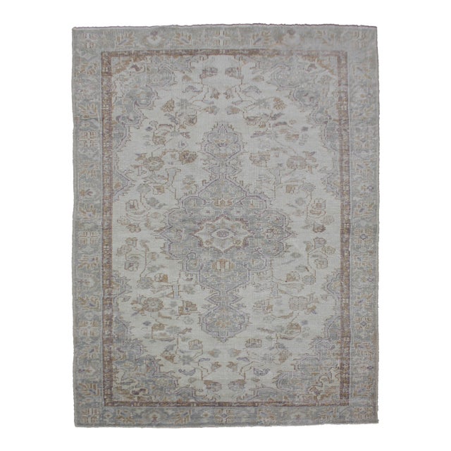 1950s Handmade Vintage Oushak Rug 3'9" X 5'8" For Sale