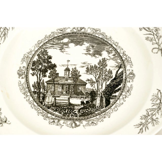 Cream Mid 20th Century English Wedgwood Williamsburg Restoration Transferware Plates, Set of 12 For Sale - Image 8 of 14
