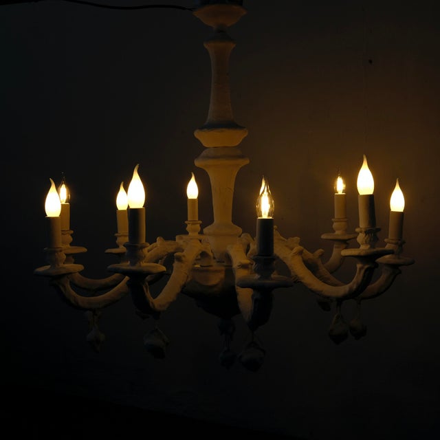 Handcrafted 10-Arm Chandelier in Coated Glass For Sale - Image 12 of 18
