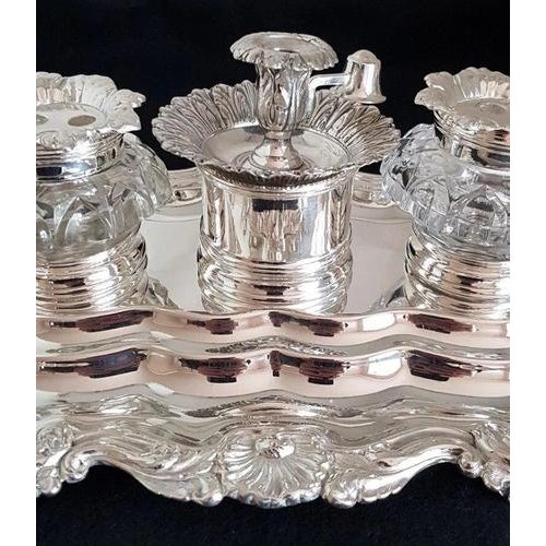 Victorian Silver-Plated Inkwell Stand from Creswick & Co., 1850s For Sale - Image 6 of 18