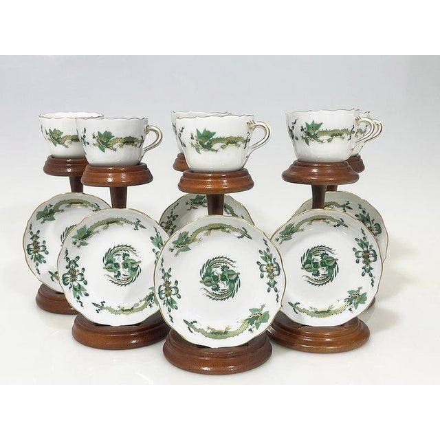 Meissen porcelain Rich Court Dragon cups and saucers, Germany 1960s Meissen porcelain cups and saucers in box with the...