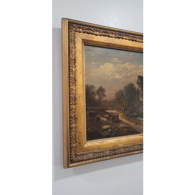 Antique Original Oil Painting English Tudor House Landscape by William Yale Circa 19th Century For Sale - Image 9 of 12
