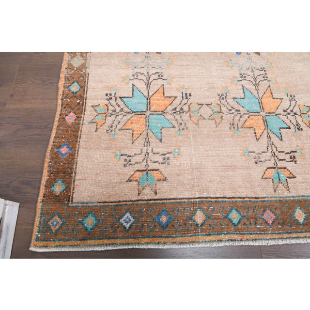 Vintage Turkish Oushak Handmade Wool Cotton Brown Area Rug For Sale - Image 4 of 11