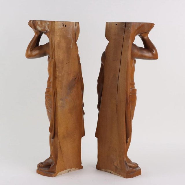 Carved Wooden Male Figures, Set of 2 For Sale - Image 9 of 10