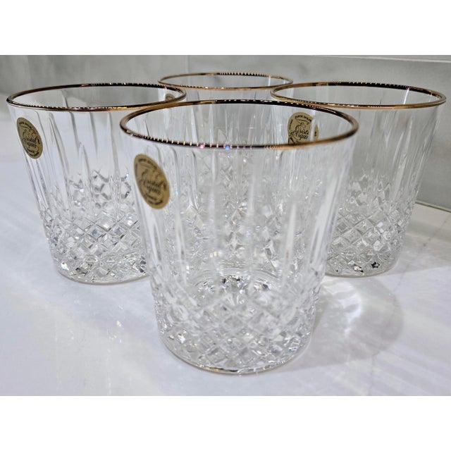 Cristal d' Arques 1997 Cristal D’Arques Constance Gold French Crystal Lowball Glasses – Set of 4 For Sale - Image 4 of 10