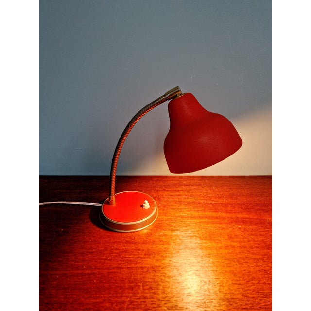 Mid-Century Modern Articulated Desk Lamp in Red Lacquered Metal, 1950s For Sale - Image 3 of 13